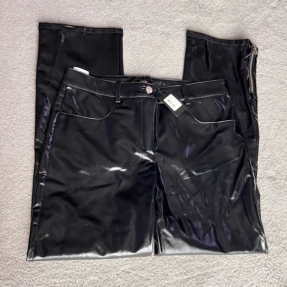 NWT MAJE Paveli zipped cuff high rise vinyl trousers - Picture 3 of 6